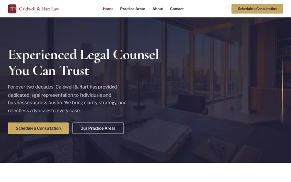 Caldwell Hart Law website screenshot