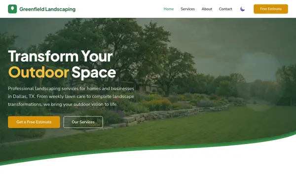 Greenfield Landscaping website screenshot