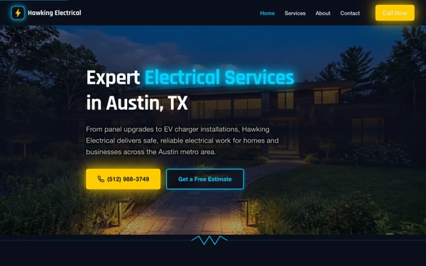 Hawking Electrical website screenshot