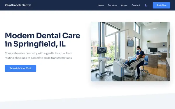Pearlbrook Dental website screenshot